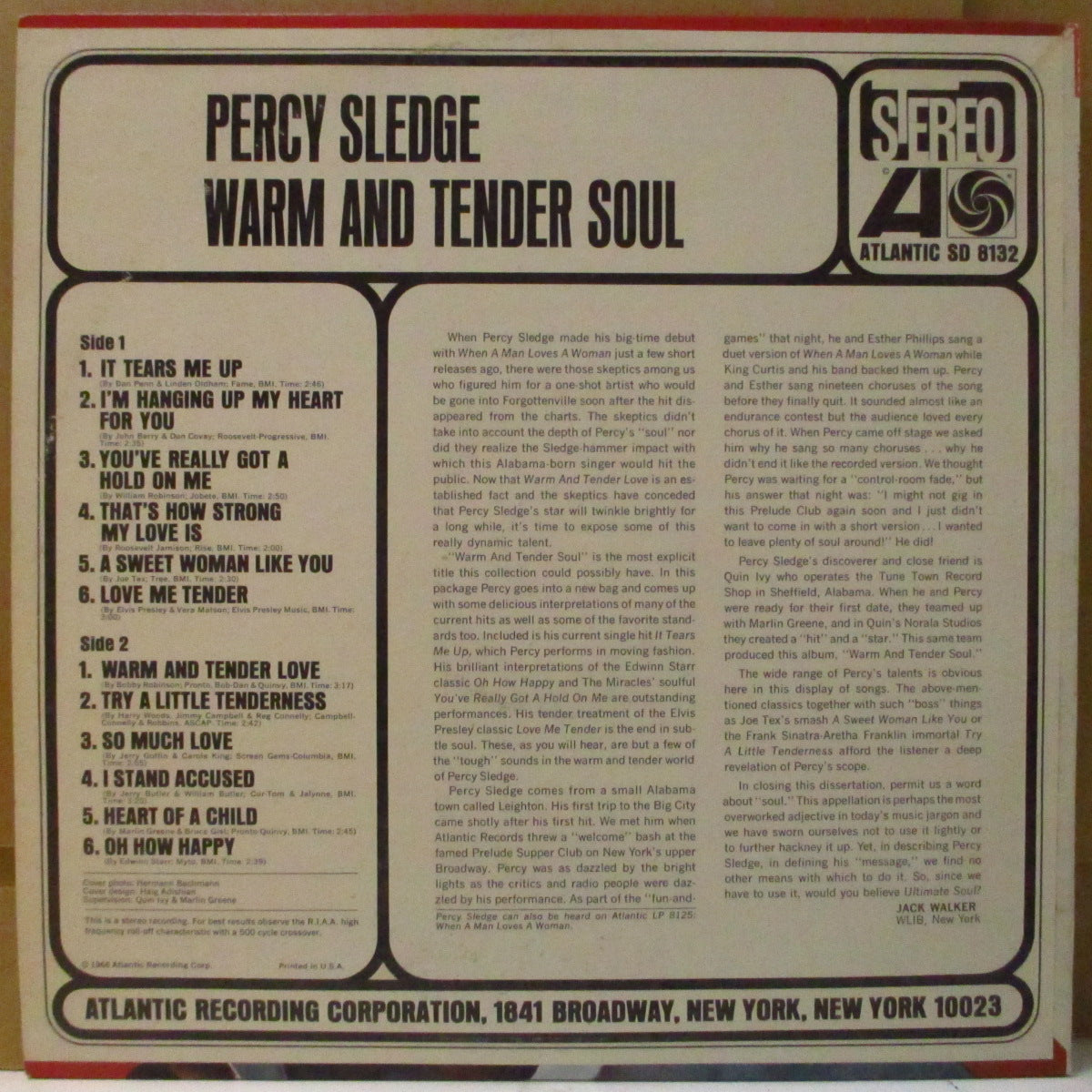 PERCY SLEDGE (パーシー・スレッジ)  - Warm & Tender Soul (US Orig.Stereo LP)