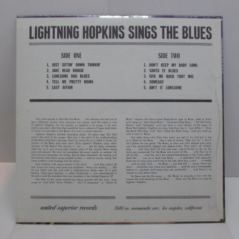 LIGHTNIN 'HOPKINS-Sings The Blues (US 60's Re Stereo LP / Seald)