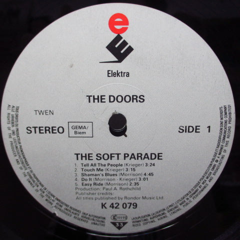 DOORS (ドアーズ) - Soft Parade (German 80's Re Grey Lbl./Barcode SIngle CVR)