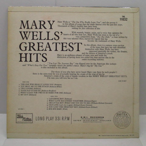 MARY WELLS (メアリー・ウェルズ)  - Greatest Hits (UK Orig.Mono LP/CFS)