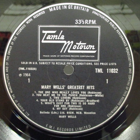 MARY WELLS (メアリー・ウェルズ)  - Greatest Hits (UK Orig.Mono LP/CFS)