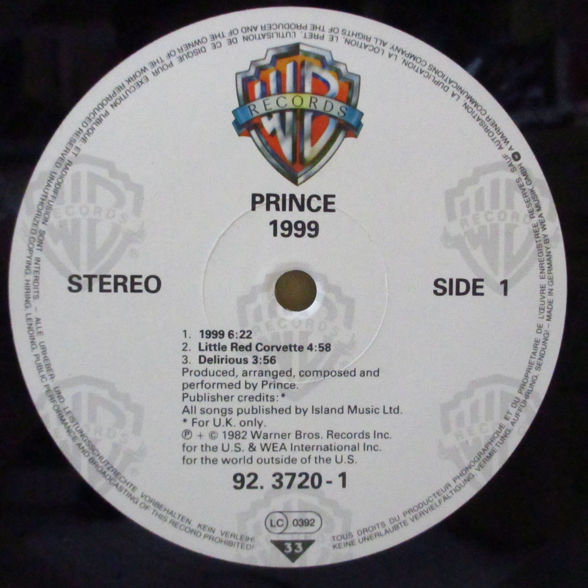 PRINCE (プリンス)  - 1999 (German/EU オリジナル 2xLP+インナー,インサート/宣伝ステッカー付きジャケ)