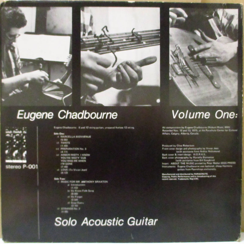 EUGENE CHADBOURNE (ユージン・チャドボーン)  - Volume One: Solo Acousctic Guitar (Canada 500 Ltd.LP+Insert)