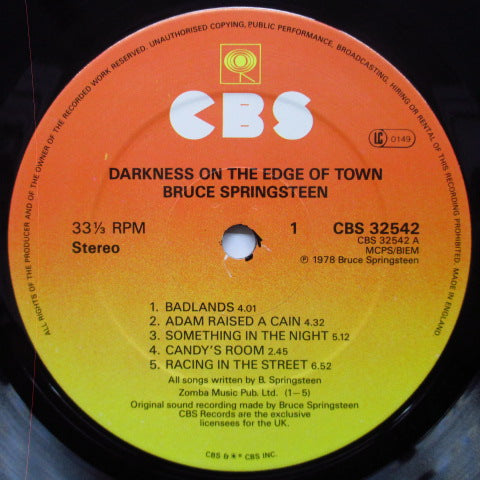 BRUCE SPRINGSTEEN - Darkness On The Edge Of Town (UK Reissue LP/Matte CVR)