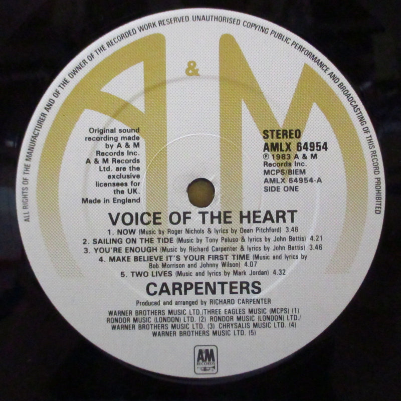 CARPENTERS (カーペンターズ)  - Voice Of The Heart (UK オリジナル LP/インナー欠)
