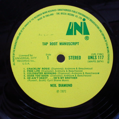 NEIL DIAMOND (ニール・ダイアモンド)  - Tap Root Manuscript (UK Orig.LP)