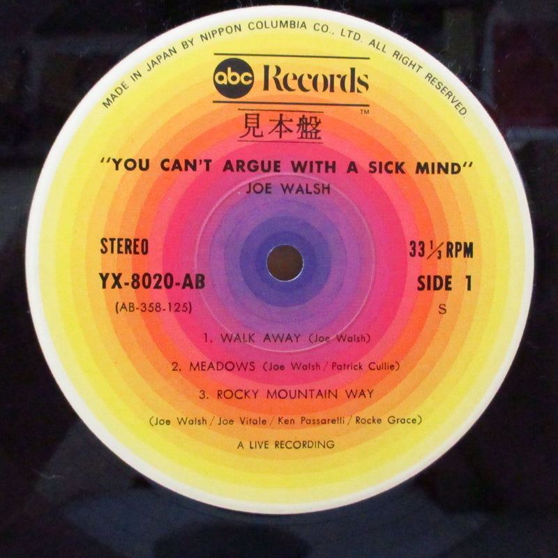 JOE WALSH (ジョー・ウォルシュ)  - ジョー・ウォルシュ・ライヴ - You Can't Argue With A Sick Mind (Japan Promo LP+帯,Inner,Insert)