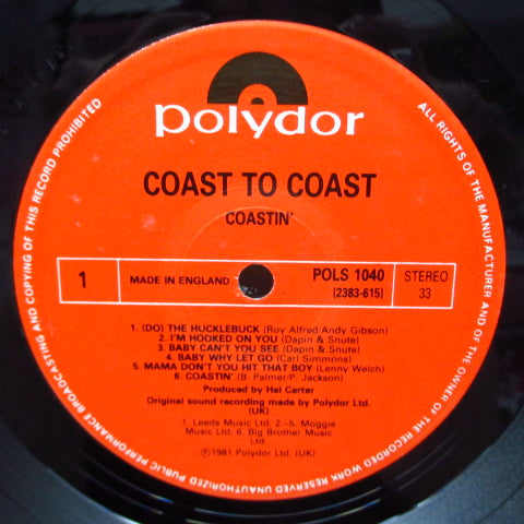 COAST TO COAST (コースト・トゥ・コースト) - Coastin' (UK オリジナル LP/Stickereds CVR)