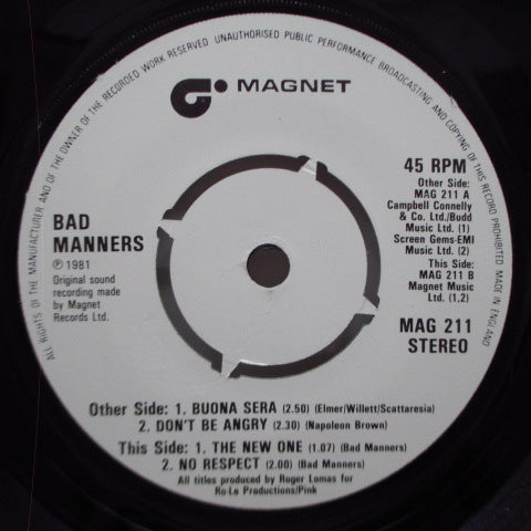 BAD MANNERS (バッド・マナーズ) - Special 'R 'n' B' Party Four E.P. (UK Orig.7"/Round Centre)