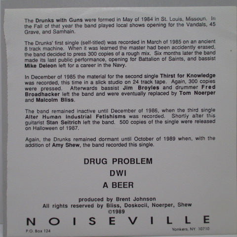 DRUNKS WITH GUNS - Drug Problem (US Orig.Black Vinyl 7")