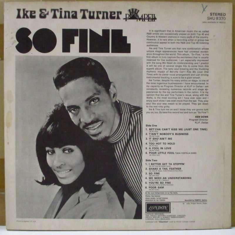 IKE & TINA TURNER (アイク＆ティナ・ターナー)  - So Fine (UK '69 Orig.オリジナル「紫ラベ」12曲入りステレオ LP/表面コーティングジャケ)