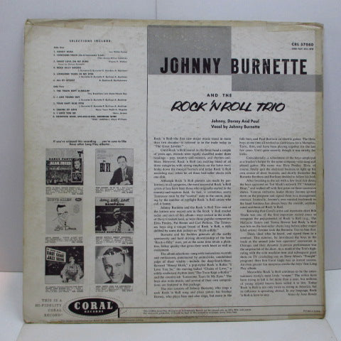 JOHNNY BURNETTE & THE R&R TRIO (ジョニー・バーネット・ロックンロール・トリオ) - Johnny Burnette & The Rock'n'Roll Trio (US Orig.Mono LP)