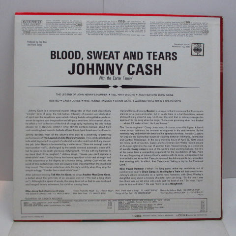JOHNNY CASH - Blood, Sweat And Tears (US 60's CBS Re Export Stereo LP)
