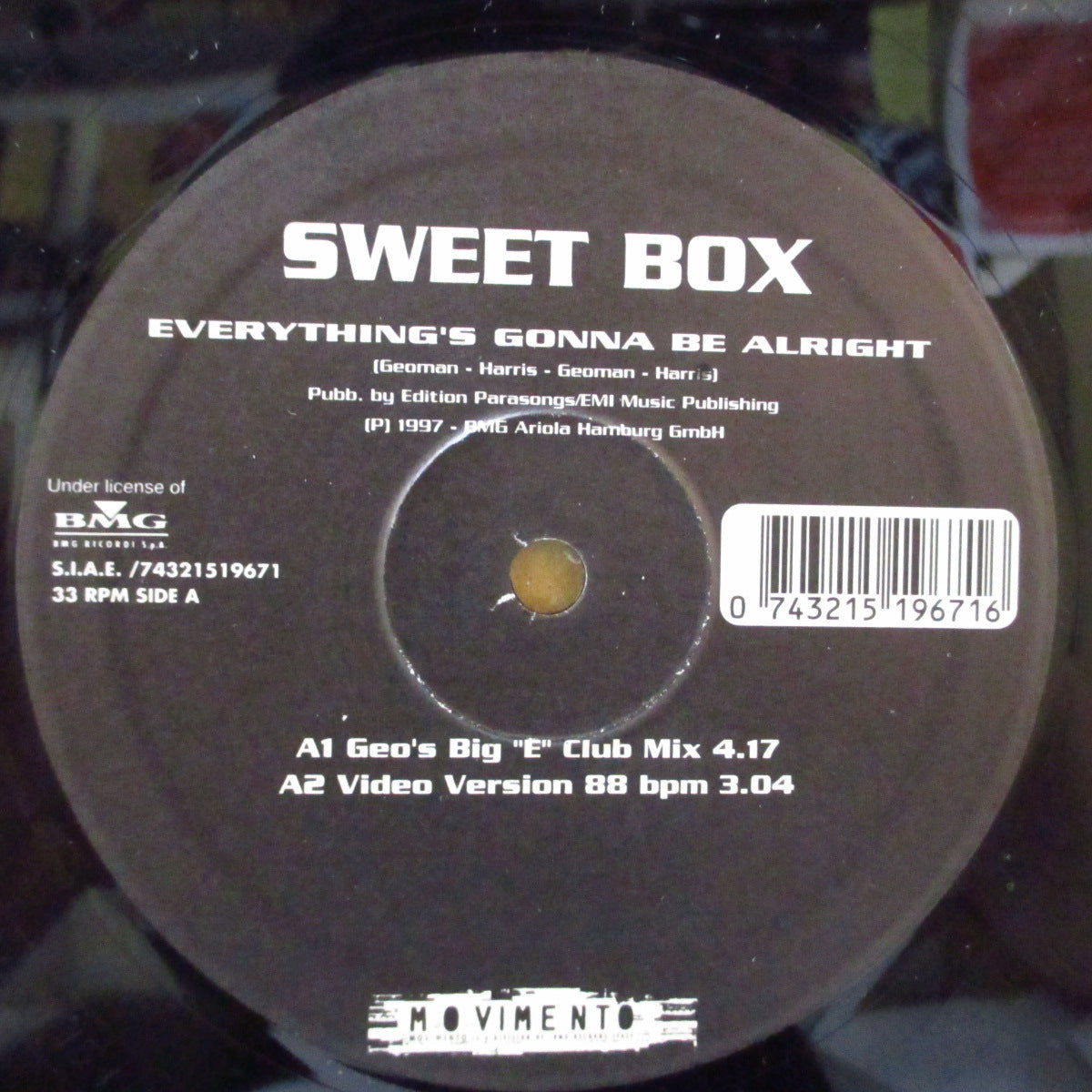SWEETBOX (スウィートボックス) - Everything's Gonna Be Alright +3 (Italy  Orig.12/Die-Cut CVR)