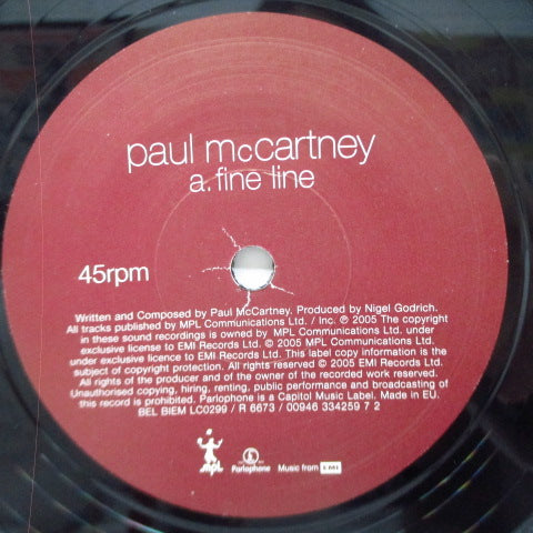 PAUL McCARTNEY (ポール・マッカートニー） - Fine Line (EU オリジナル 7"+アートプリント、ステッカー付マット固紙ジャケ)