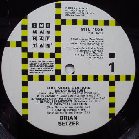BRIAN SETZER (ブライアン・セッツァー) - Live Nude Guitars (UK オリジナル LP+Inner)
