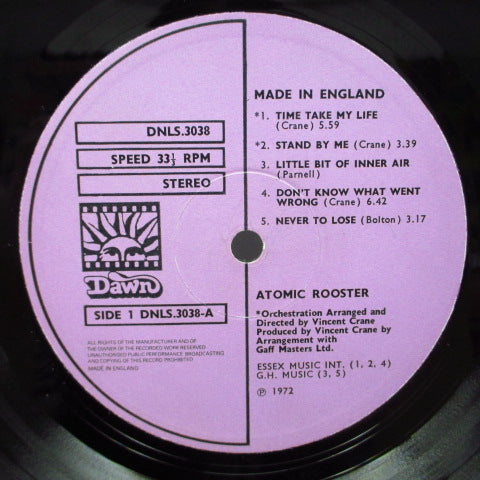 ATOMIC ROOSTER - Made In England (UK Orig.Dark Red Vinyl LP/Blue Denim CVR)