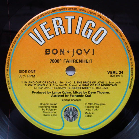 BON JOVI - 7800° Fahrenheit (UK Orig.LP)