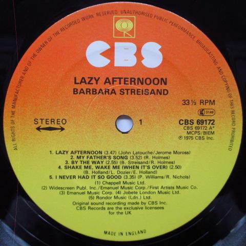 BARBRA STREISAND (バーブラ・ストライサンド)  - Lazy Afternoon (UK Orig.LP/GS)