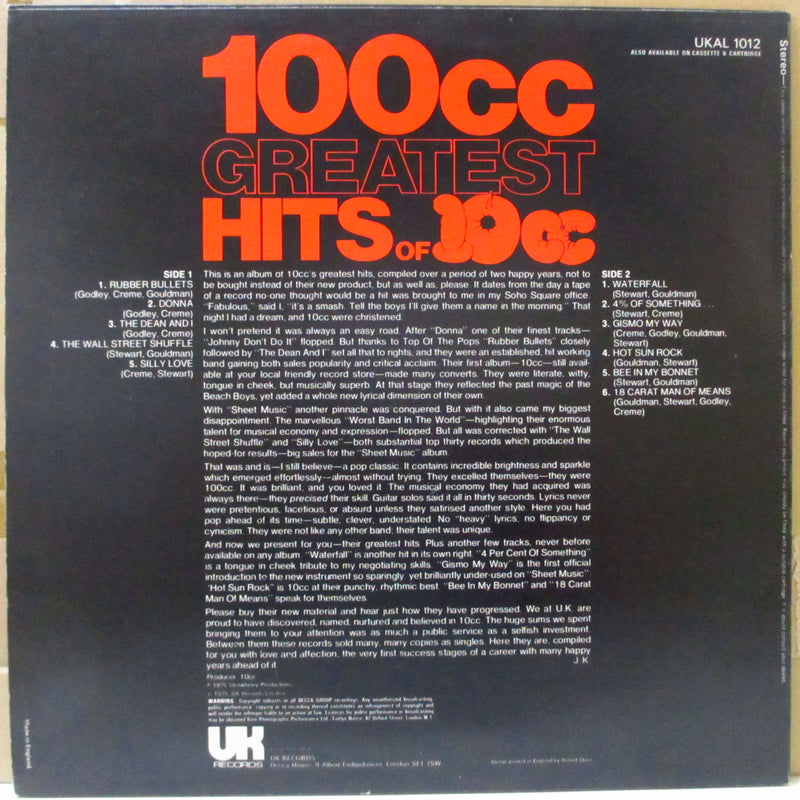 10 CC - Greatest Hits Of 10cc (UK オリジナル・ブルーロゴ・ブルーラベ LP/マットジャケ)