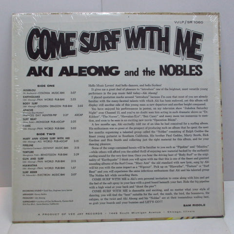 AKI ALEONG AND THE NOBLES - Come Surf With Me (US Orig.Mono-Stereo LP/Bracket Logo)