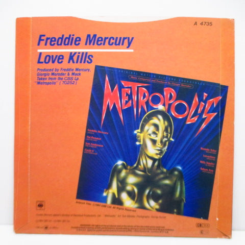 FREDDIE MERCURY (フレディ・マーキュリー) - Love Kills (UK オリジナル 7"+光沢固紙ジャケ)