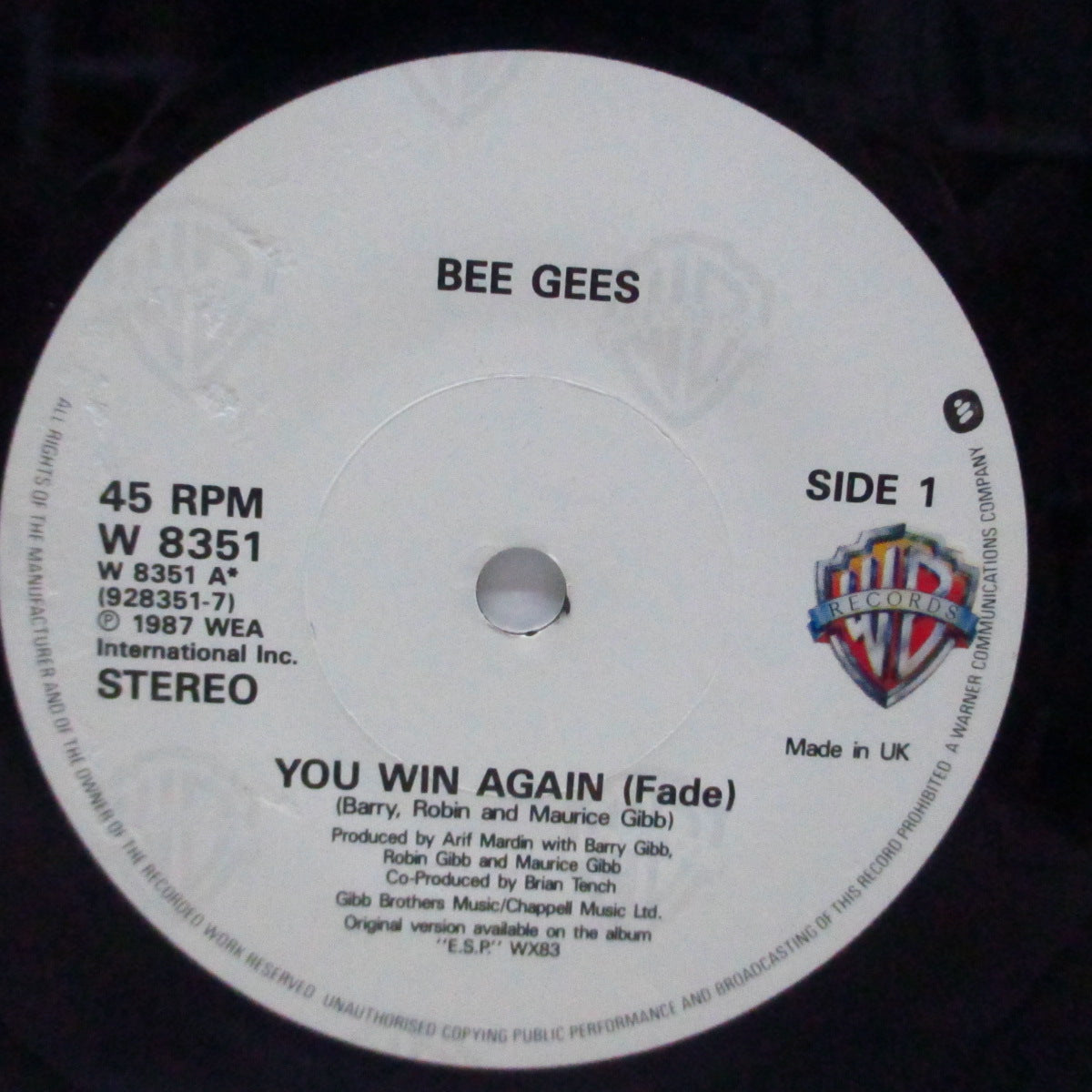 BEE GEES - You Win Again (UK Orig.Paper Lbl.7"+PS)