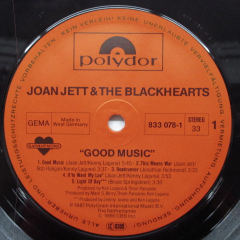 JOAN JETT & THE BLACKHEARTS (ジョーン・ジェット & ザ・ブラックハーツ) - Good Music (German Orig.LP)