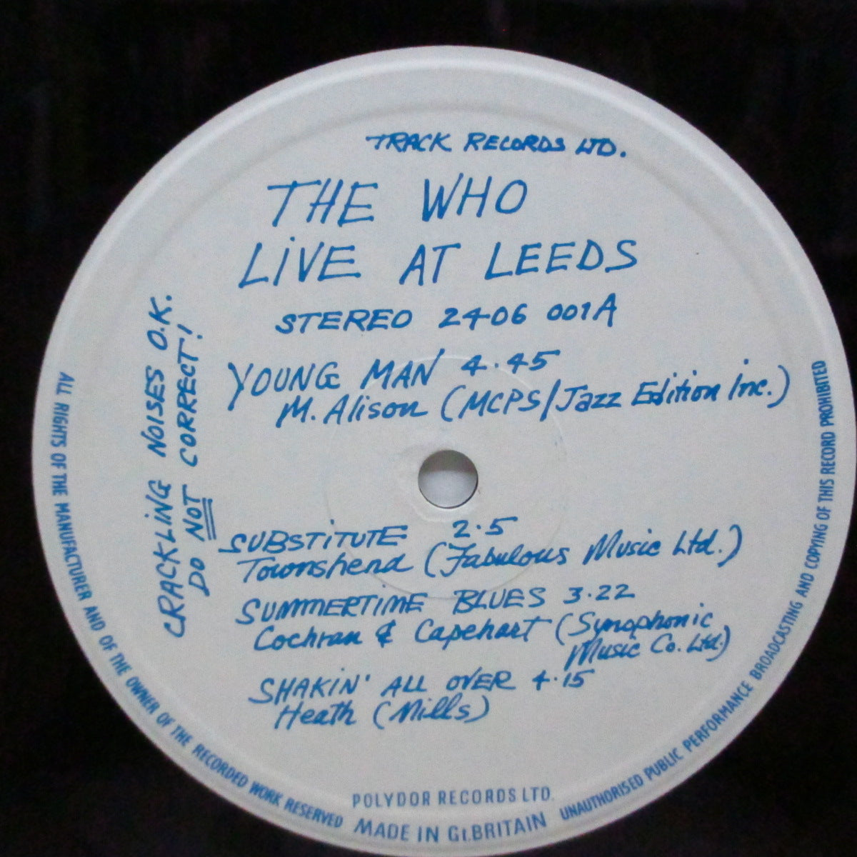 WHO (フー) - Live At Leeds (UK 70's Reissue 「マト3/4」LP/赤ロゴ見開ジャケ「完品」）