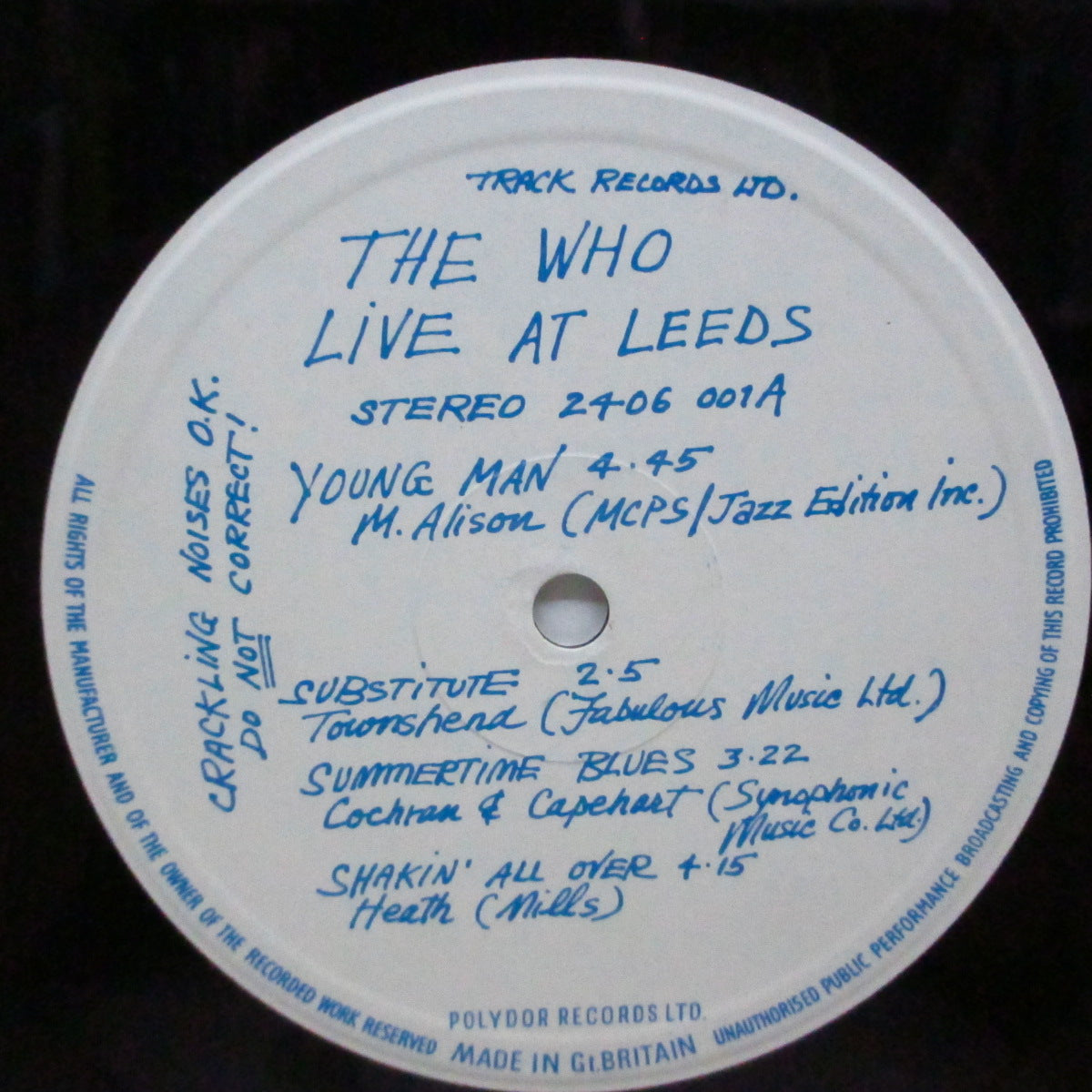 WHO (フー)  - Live At Leeds (UK 70's Reissue 「マト3/4」LP/赤ロゴ見開ジャケ「完品」）