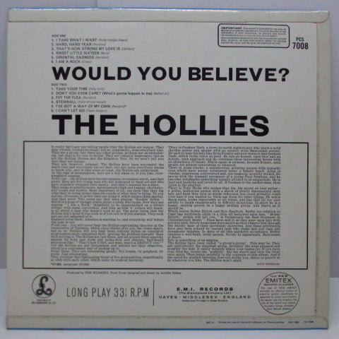 HOLLIES (ホリーズ) - Would You Believe？ (UK Orig.Stereo LP/CFS)