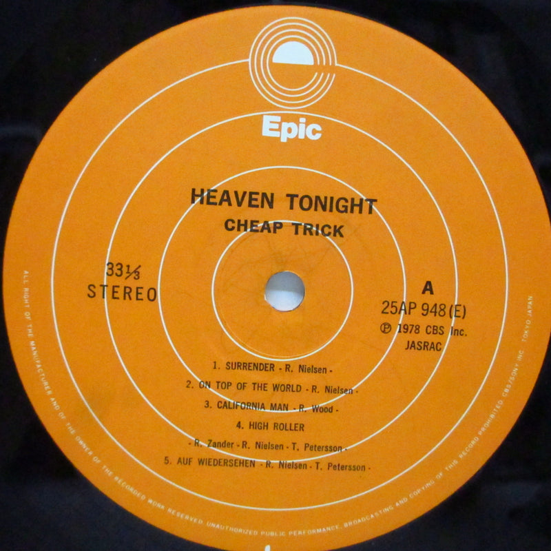 CHEAP TRICK (チープ・トリック)  - 天国の罠 - Heaven Tonight (Japan オリジナル LP)
