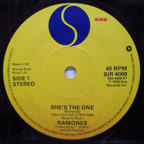 RAMONES (ラモーンズ) - She's The One (UK オリジナル 7"+PS)