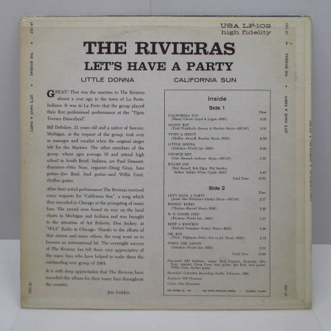 RIVIERAS - Let's Have A Party (US Very Rare 60's Press Sky Blue Lbl.Mono LP)