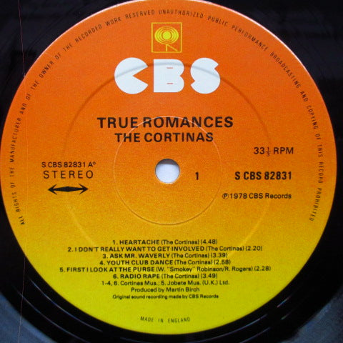 CORTINAS, THE (ザ・コルティナズ) - True Romances (UK オリジナル LP+インサート/プロモ印有ジャケ)
