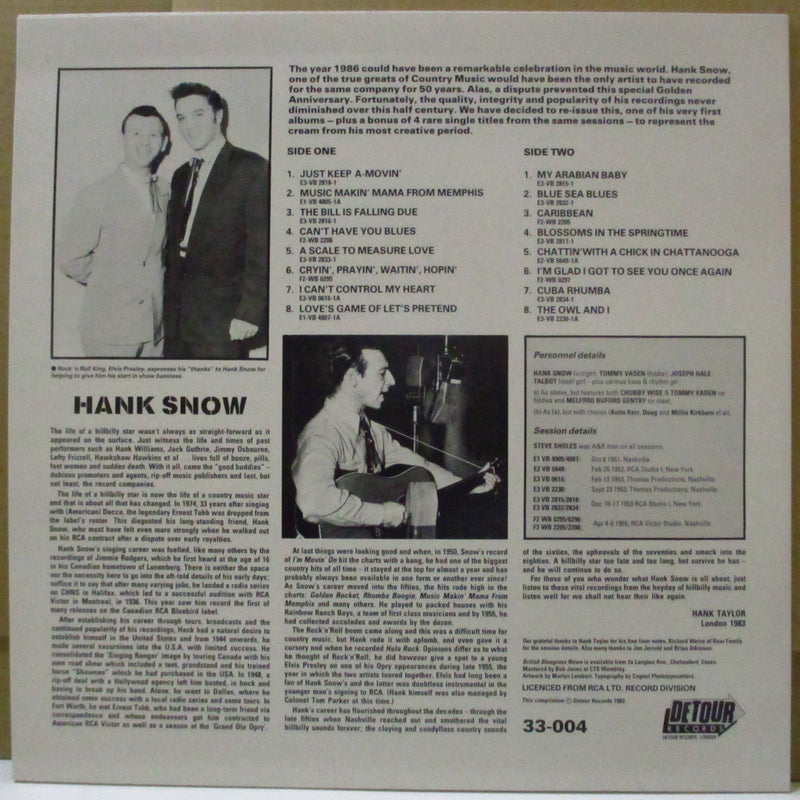 HANK SNOW (ハンク・スノウ)  - Just Keep A-Movin (UK '83 Reissue Mono LP)