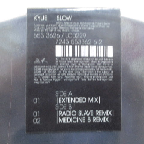 KYLIE MINOGUE (カイリー・ミノーグ) - Slow +2 (UK 限定ピクチャー 12"/Stickered Printed PVC)