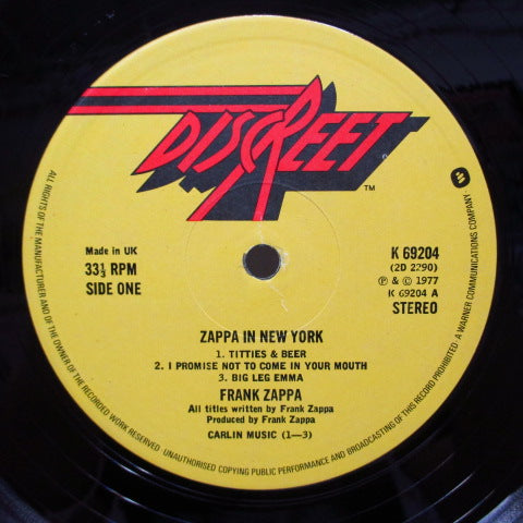 FRANK ZAPPA (フランク・ザッパ) - Zappa In New York (UK Orig.2xLP/半透明赤盤/Punky's Whipsクレジット無しジャケ、曲収録無、ラベに記載無)