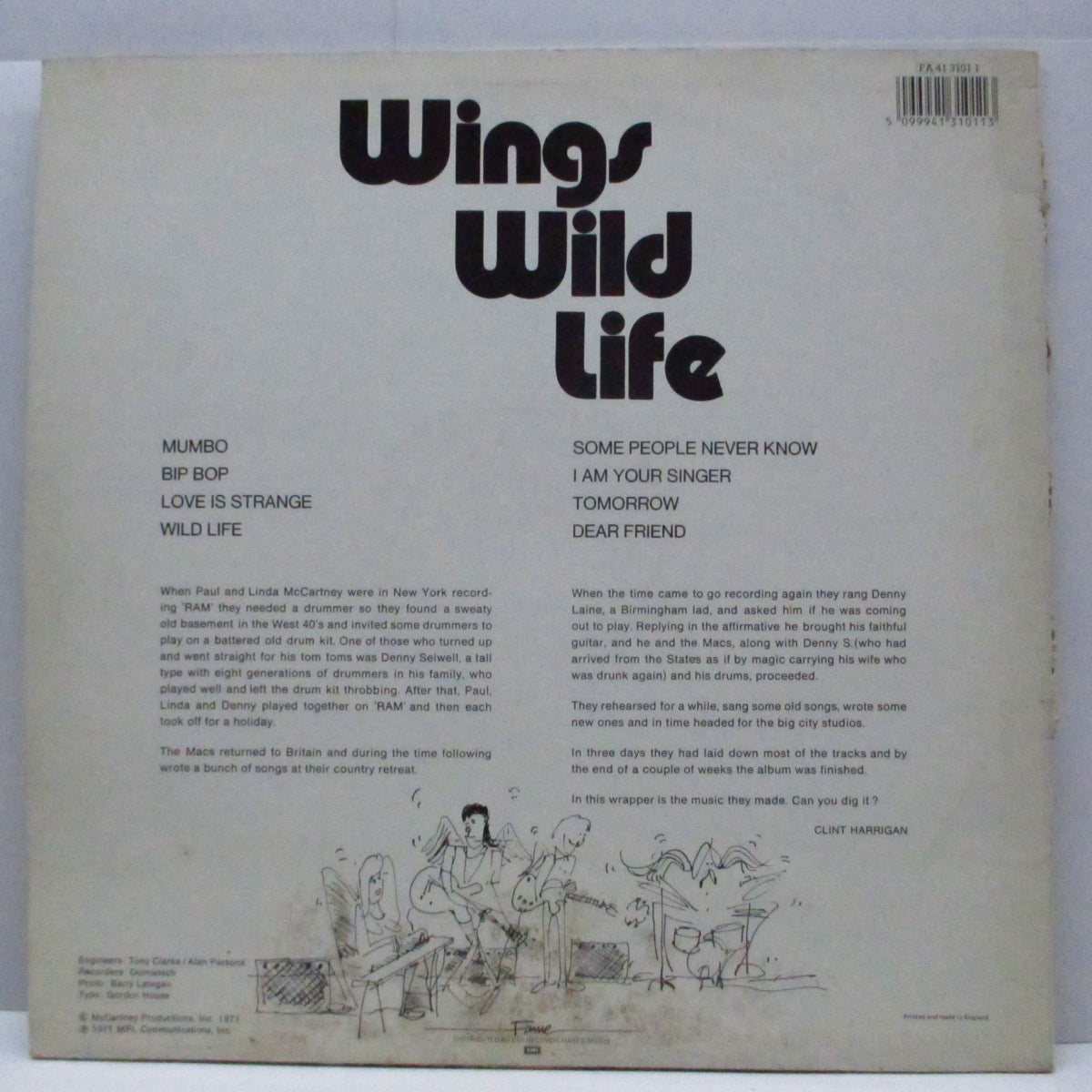 PAUL McCARTNEY & WINGS (ポール・マッカートニー & ウィングス )  - Wild Life (UK '84 Fame 再発「黒・銀ラベ」LP/バーコードジャケ)