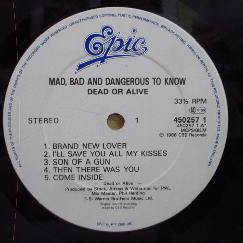 DEAD OR ALIVE (デッド・オア・アライヴ)  - Mad, Bad And Dangerous To Know (UK オリジナル LP/見開きジャケ)