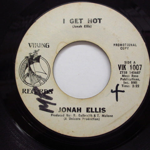 JONAH ELLIS - I Get Hot / Popcorn Cellar (Promo)