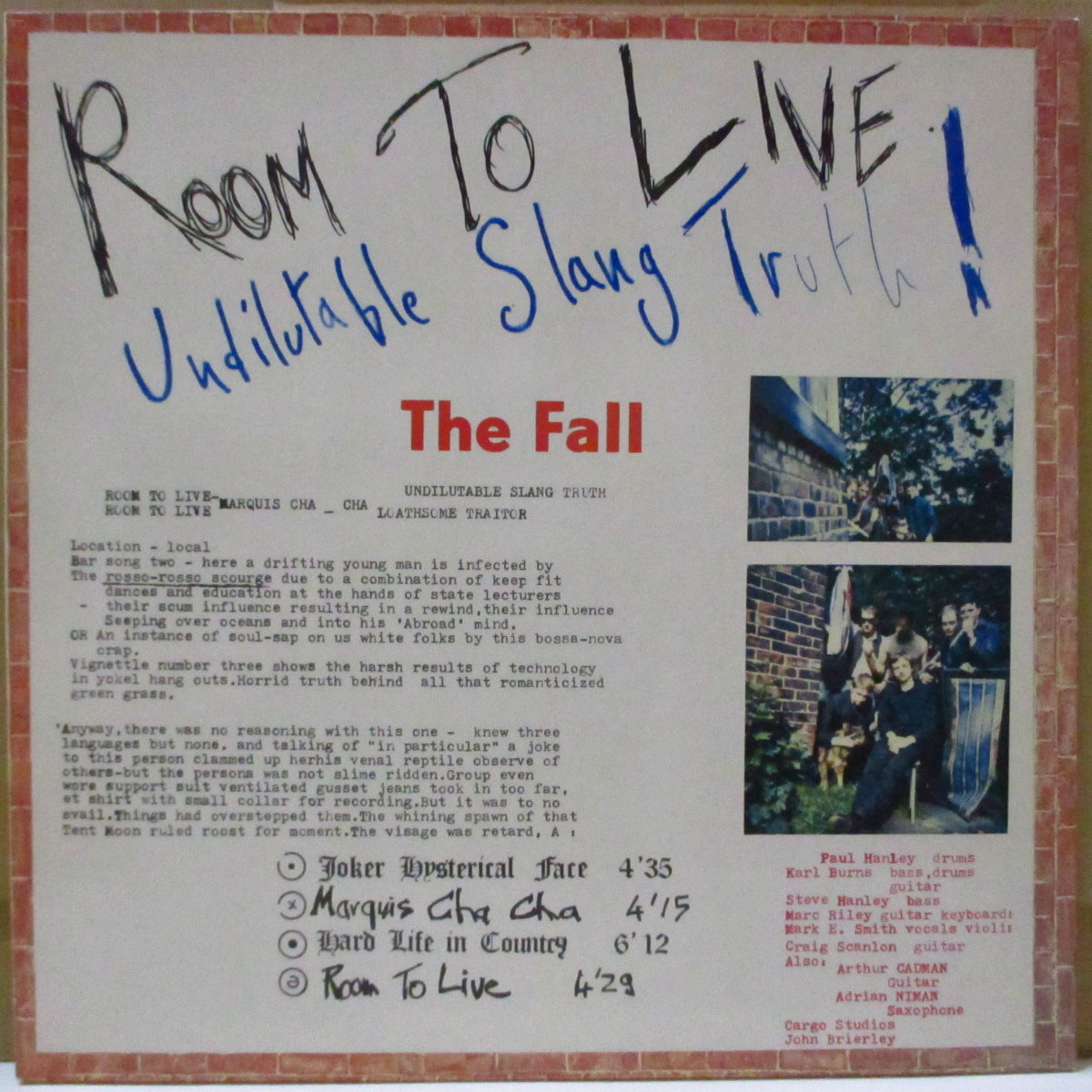 FALL, THE (ザ・フォール)  - Room To Live (German '86 限定再発ホワイトヴァイナル LP)