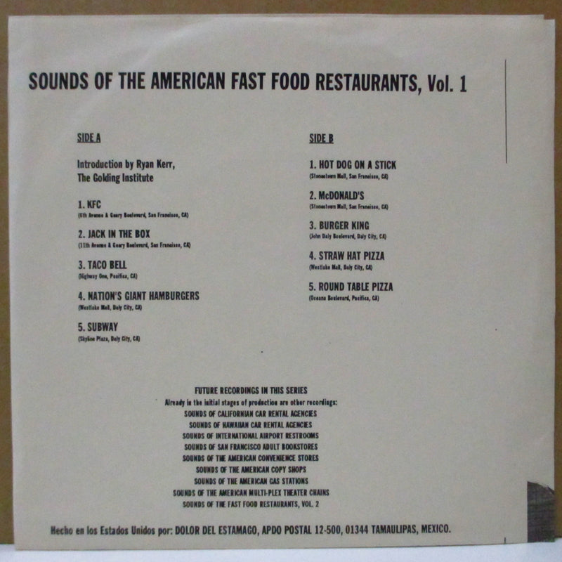 GOLDING INSTITUTE, THE - Sounds Of The American Fast Food Restaurants (Mexico Orig.7")