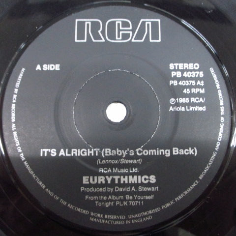 EURYTHMICS-It's Alright-Baby's Coming Back (UK Orig.7 ")