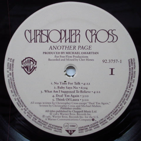 CHRISTOPHER CROSS - Another Page (UK/EU Orig.LP)