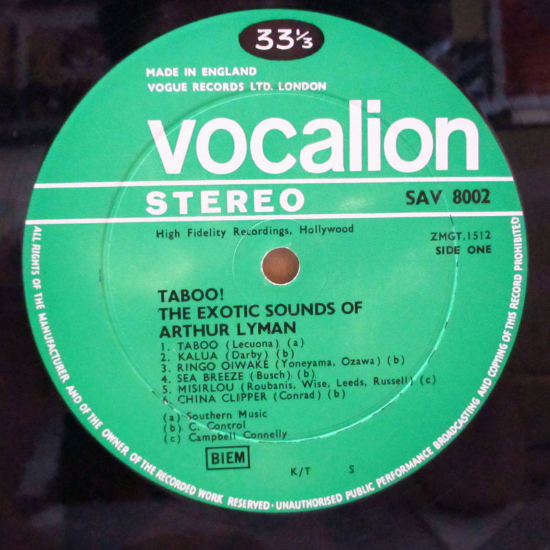 ARTHUR LYMAN (アーサーライマン)  - Taboo ! (UK '68 再発ステレオ LP/両面コーティング折り返しジャケ)