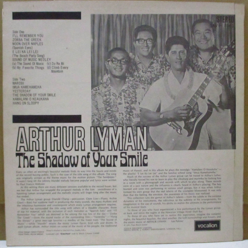 ARTHUR LYMAN (アーサーライマン)  - The Shadow Of Your Smile (UK オリジナル・ステレオ LP/表面コーティング・ジャケ)