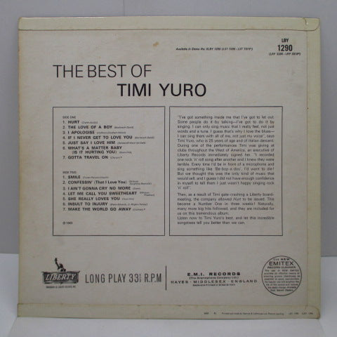 TIMI YURO - The Best Of (UK Orig.Mono LP/CFS)