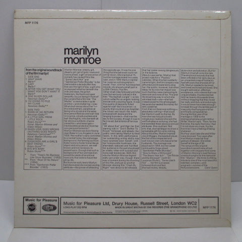 MARILYN MONROE (マリリン・モンロー)  - Marilyn (UK 60's 再発モノラル LP/初回とはデザイン違いの表面コーティング折り返しジャケ) 主演映画サントラ・ベスト編集