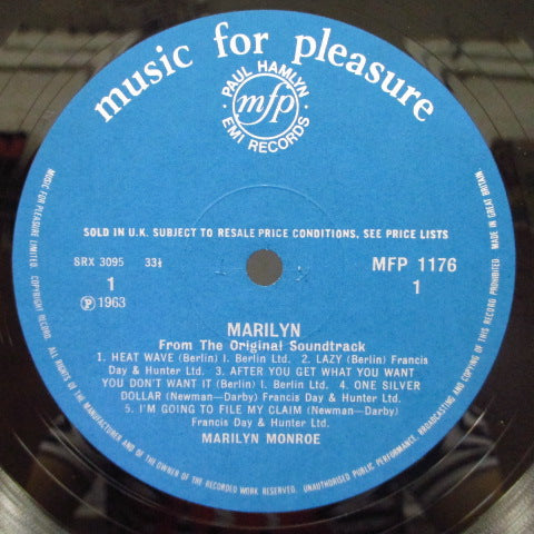 MARILYN MONROE (マリリン・モンロー)  - Marilyn (UK 60's 再発モノラル LP/初回とはデザイン違いの表面コーティング折り返しジャケ) 主演映画サントラ・ベスト編集